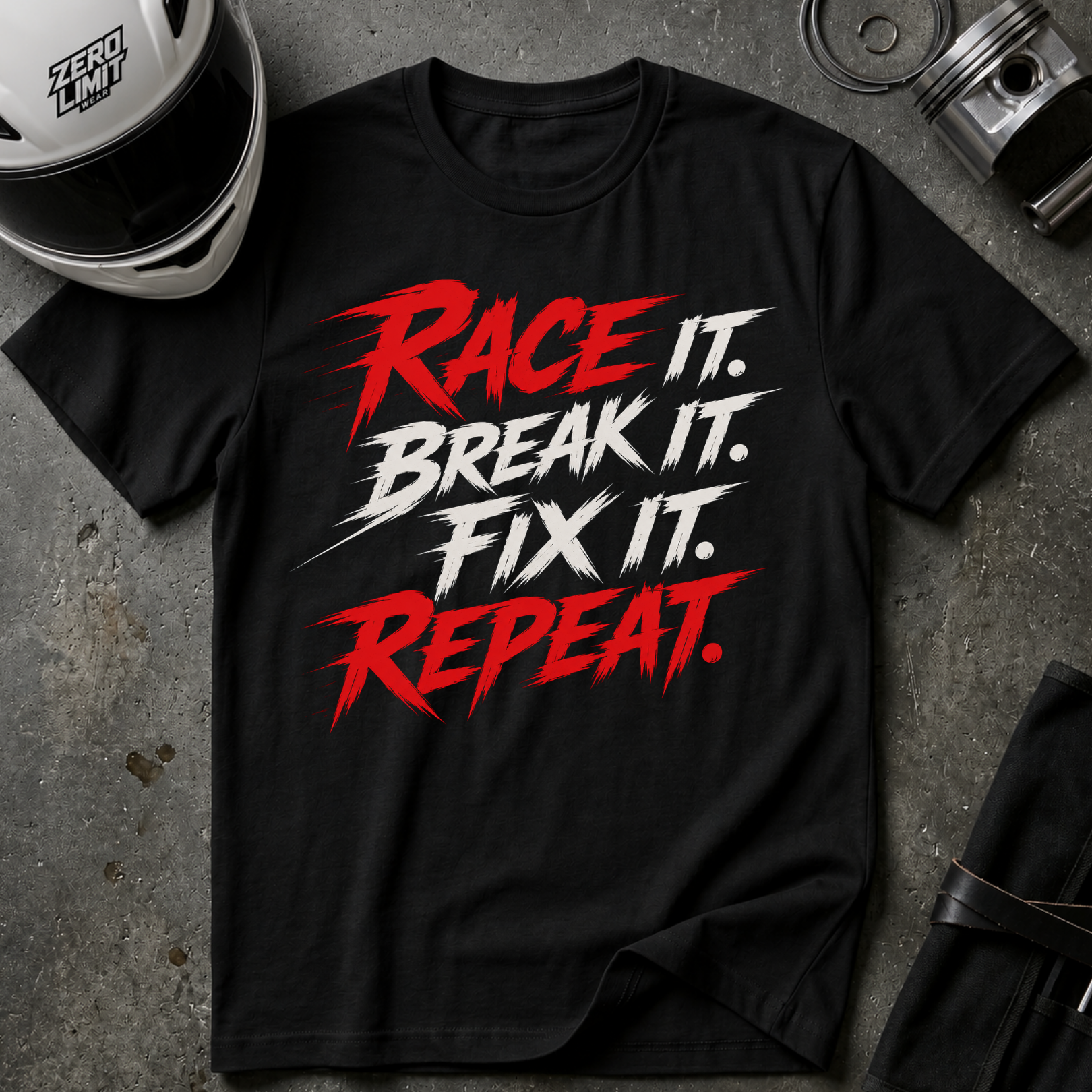 RACE IT. BREAK IT. FIX IT. REPEAT T-Shirt