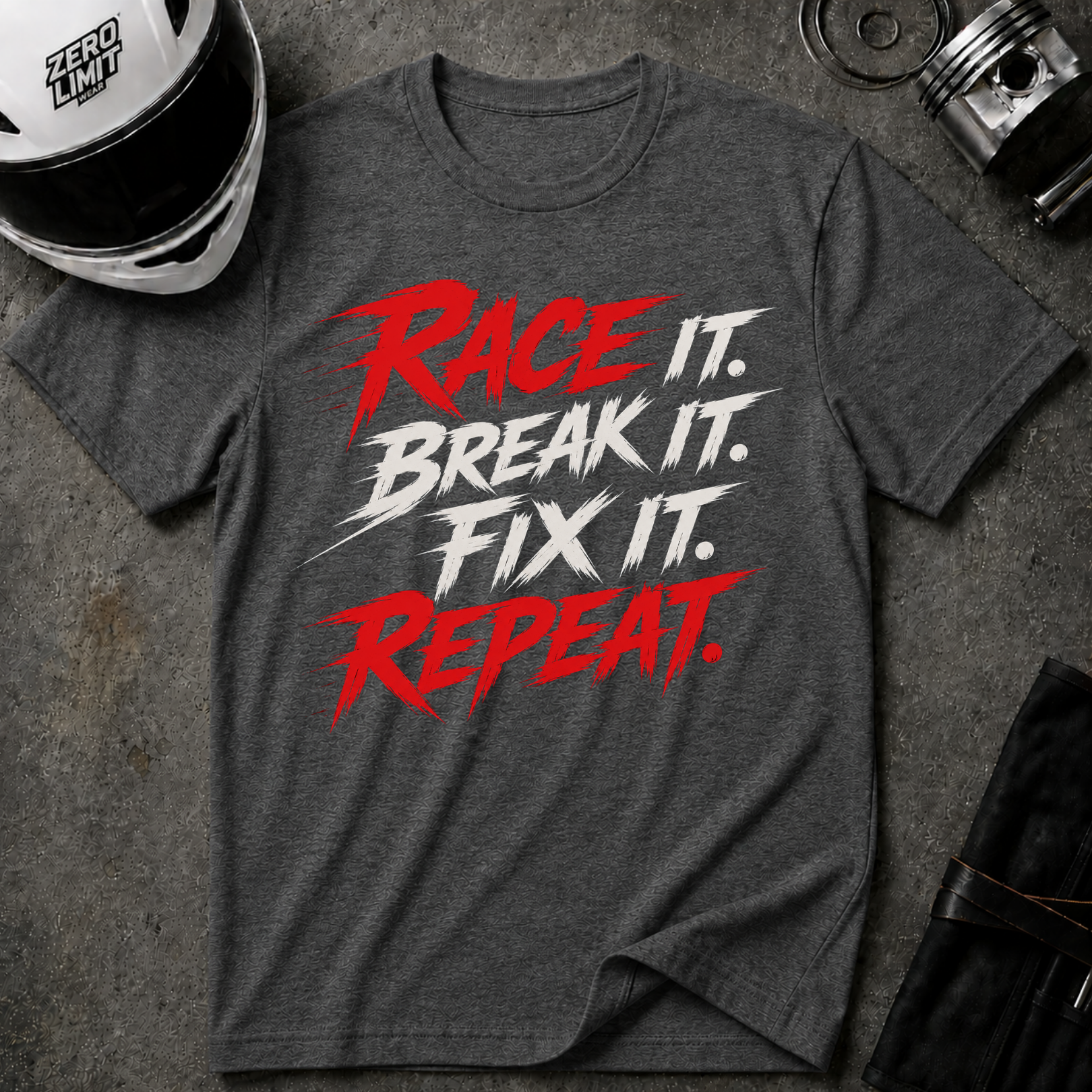 RACE IT. BREAK IT. FIX IT. REPEAT T-Shirt