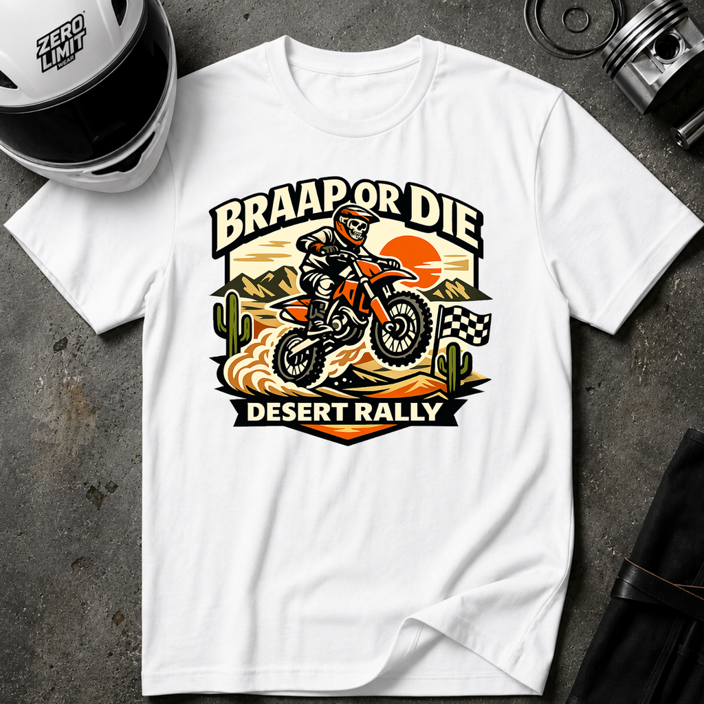 Desert Rally 'Braap or Die' Motorcycle T‑Shirt