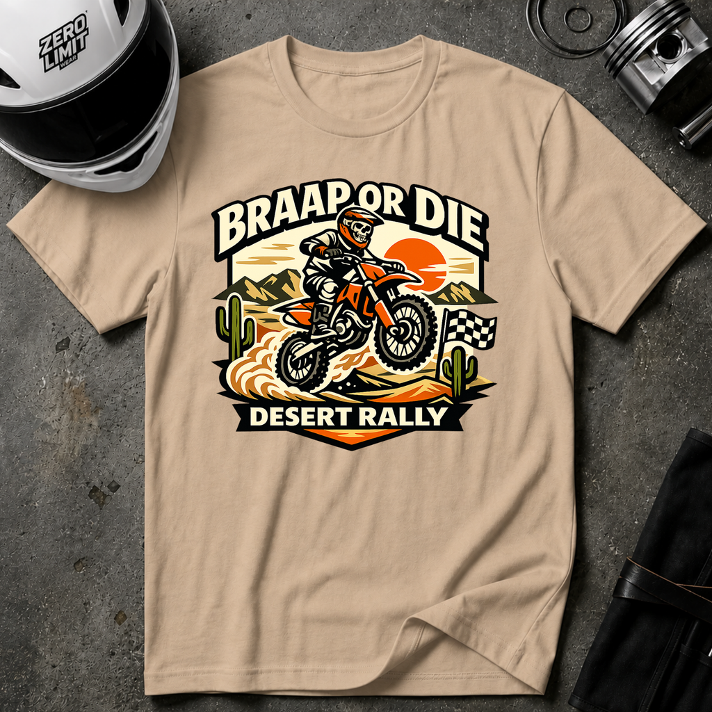 Desert Rally 'Braap or Die' Motorcycle T‑Shirt