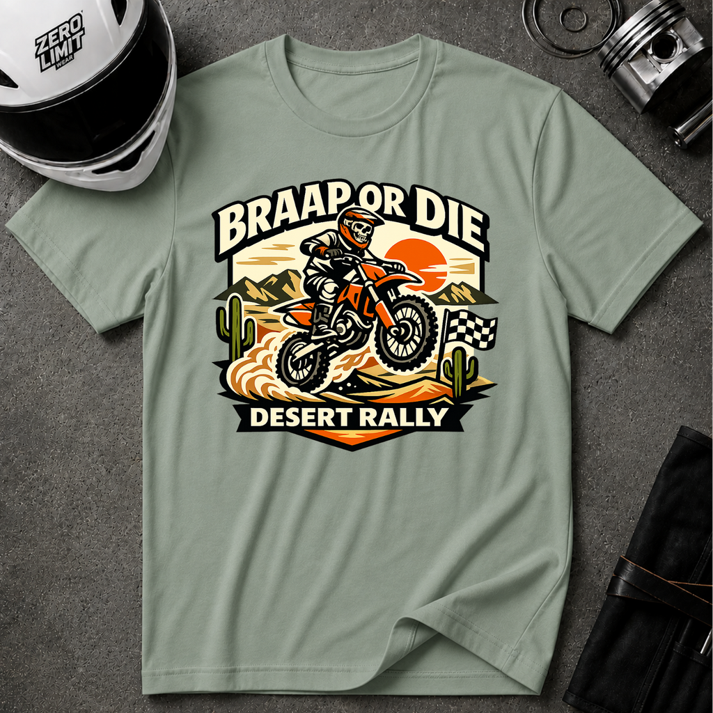 Desert Rally 'Braap or Die' Motorcycle T‑Shirt