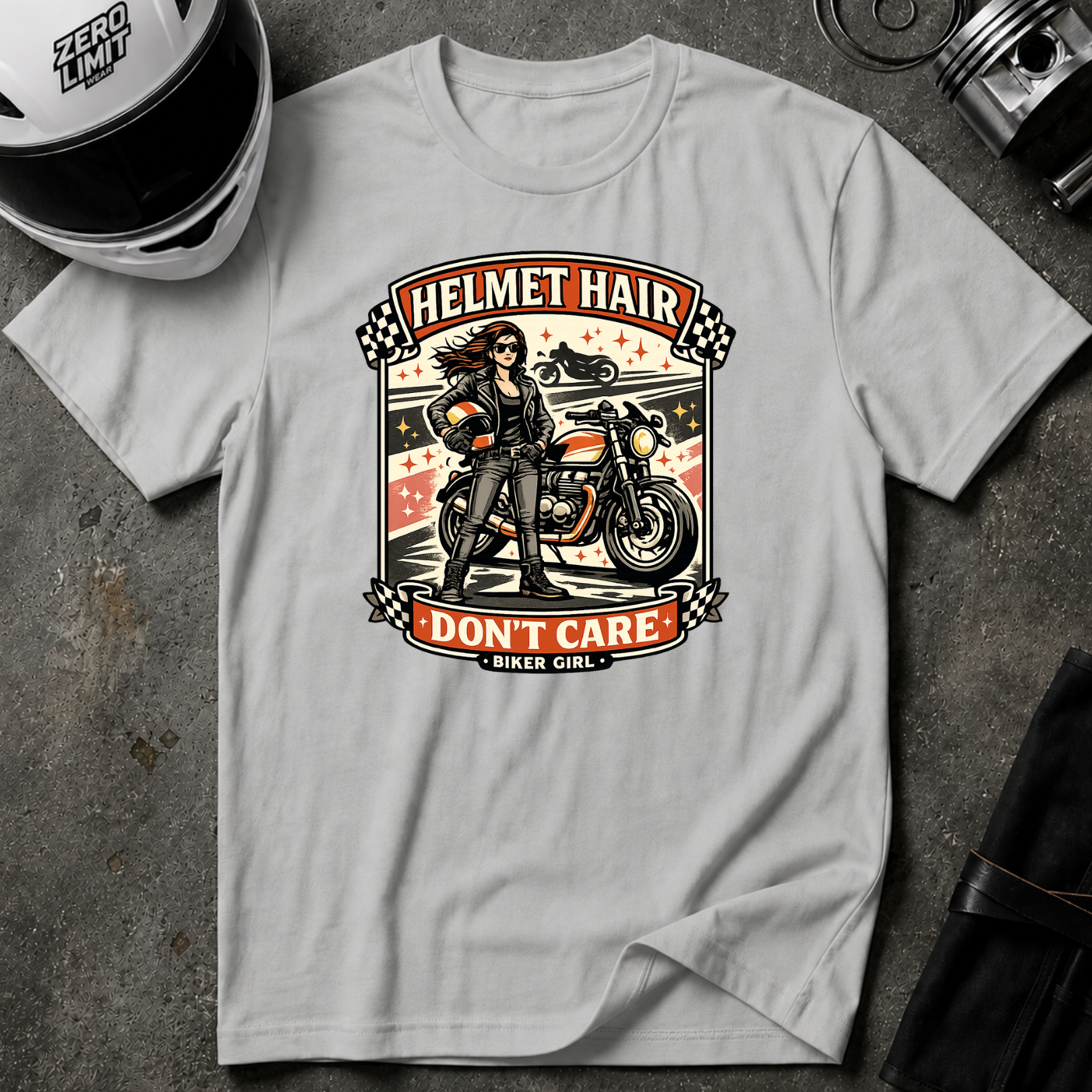 Helmet Hair Don't Care T-Shirt