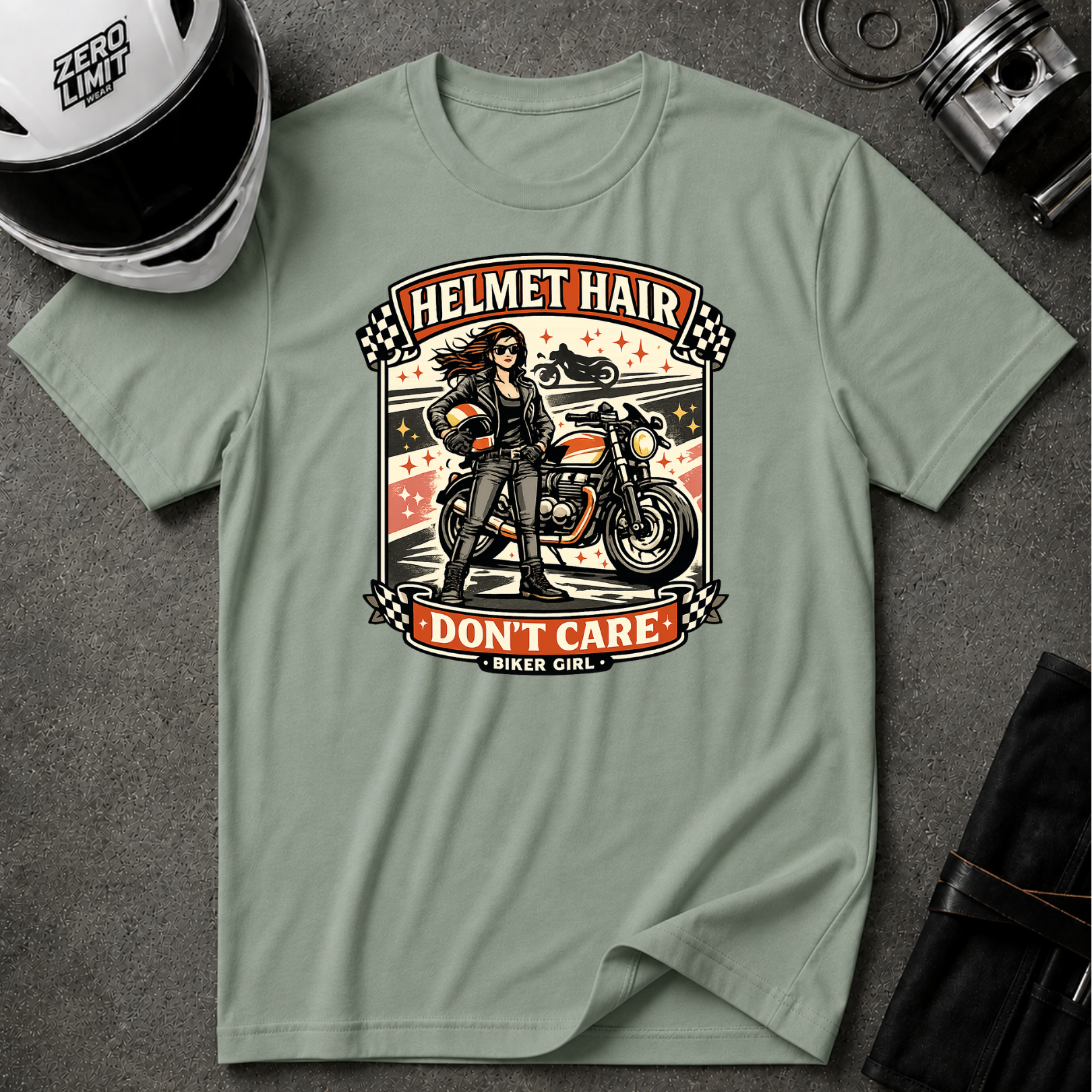 Helmet Hair Don't Care T-Shirt