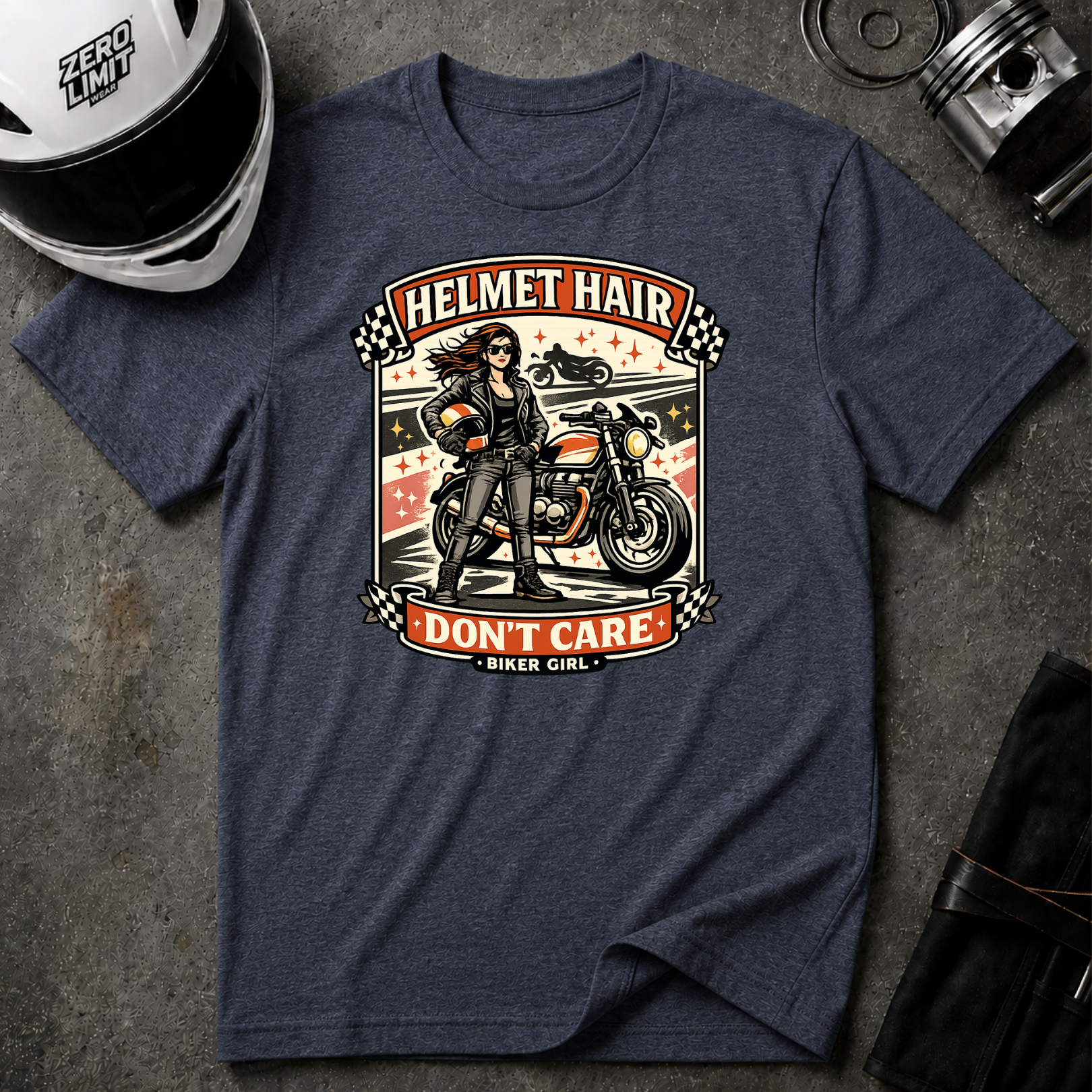 Helmet Hair Don't Care T-Shirt