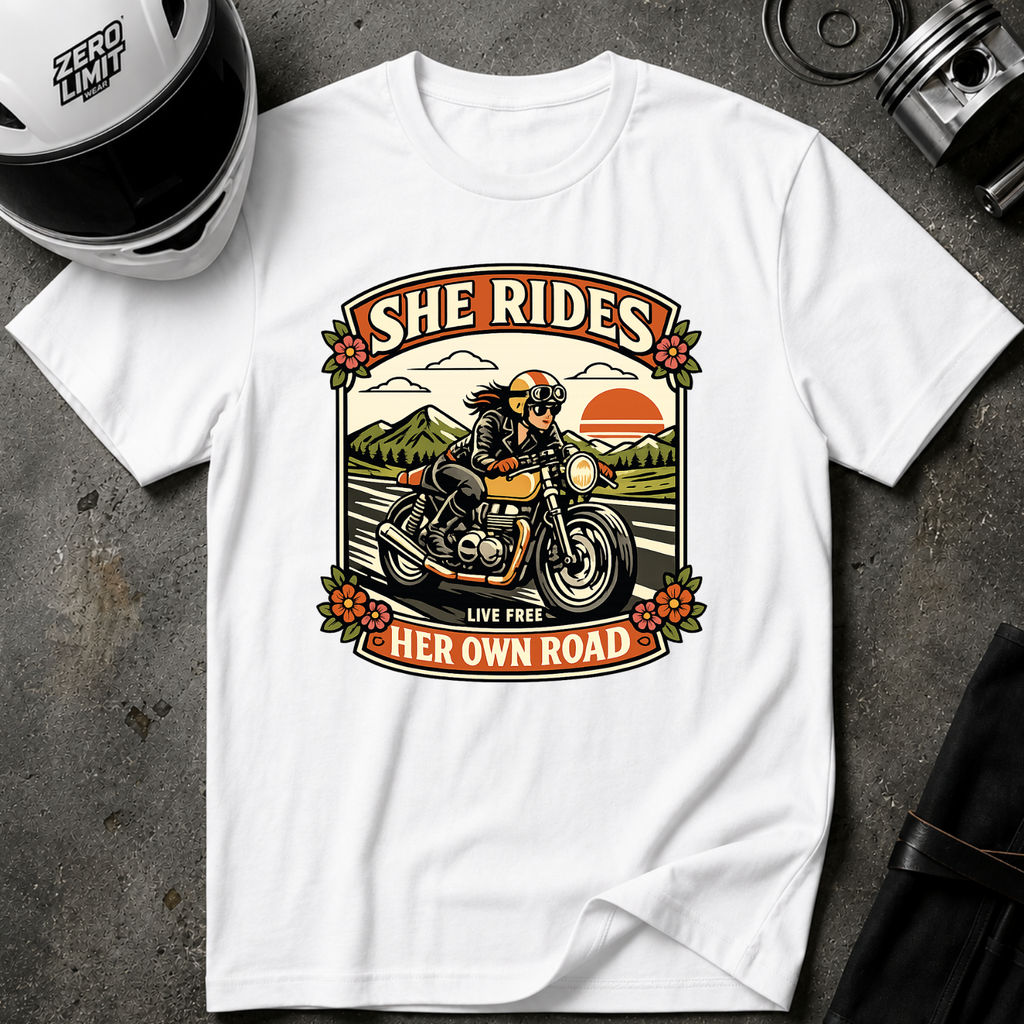 She Rides Her Own Road T-Shirt