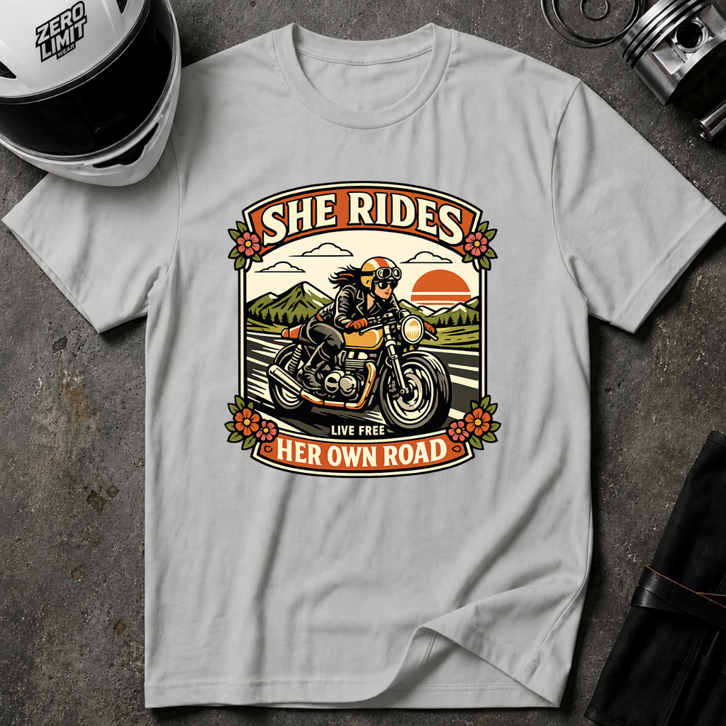 She Rides Her Own Road T-Shirt