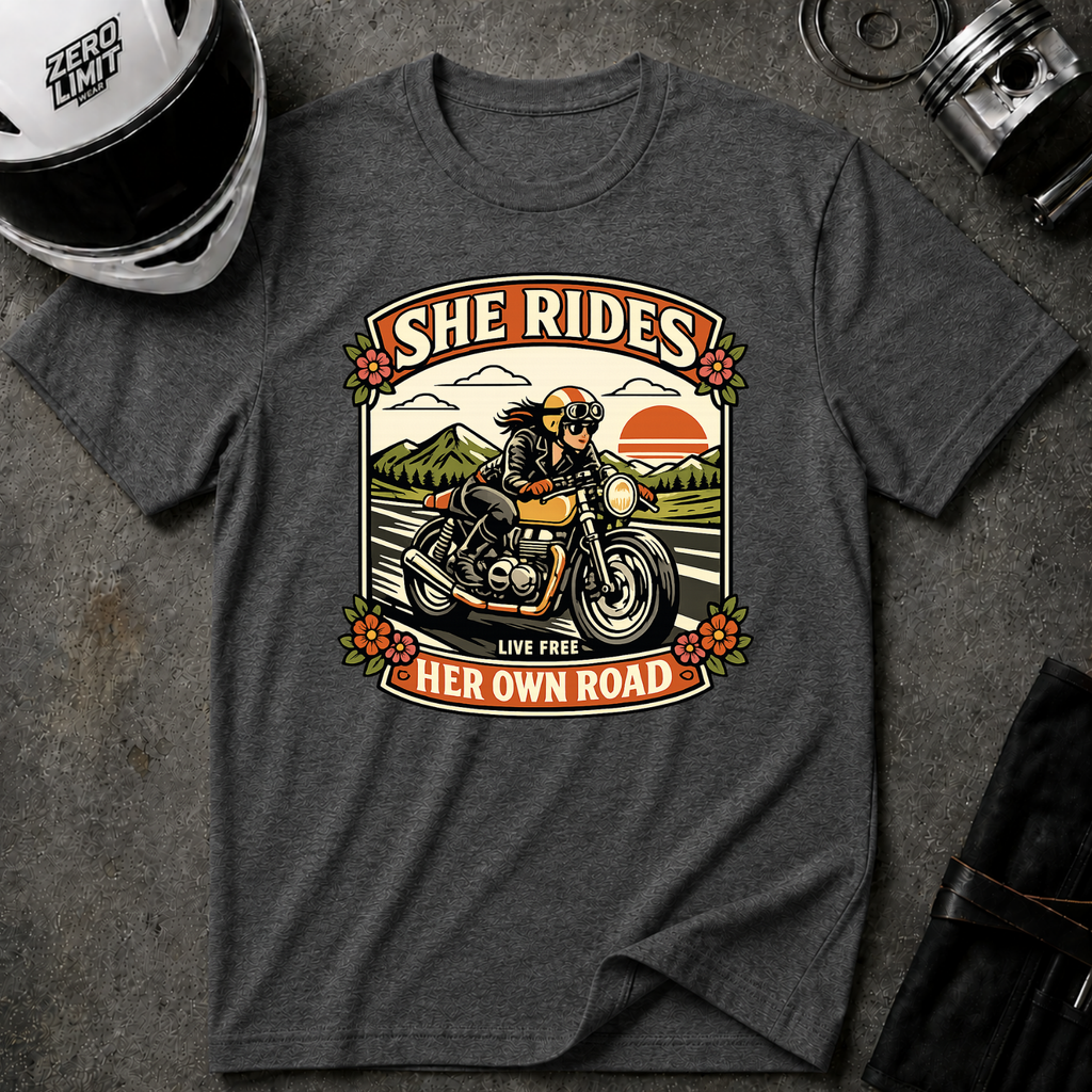 She Rides Her Own Road T-Shirt