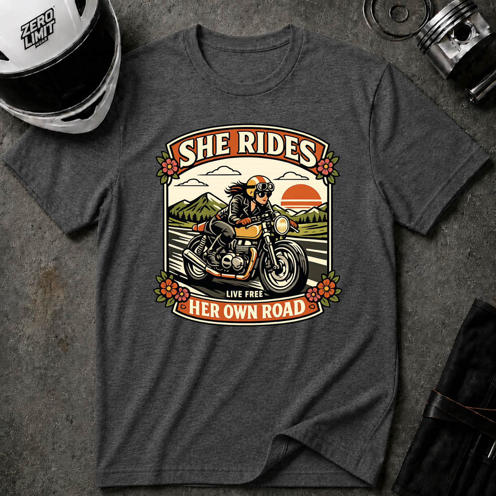 She Rides Her Own Road T-Shirt