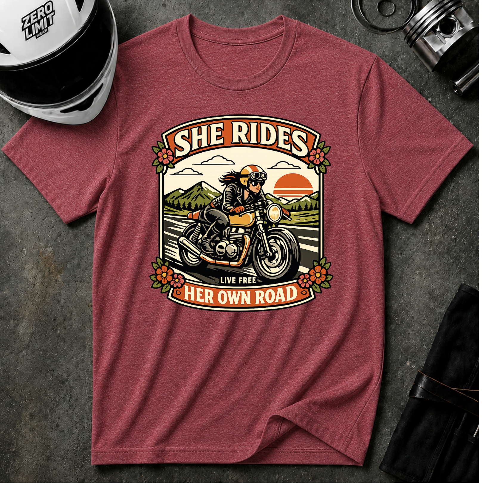 She Rides Her Own Road T-Shirt
