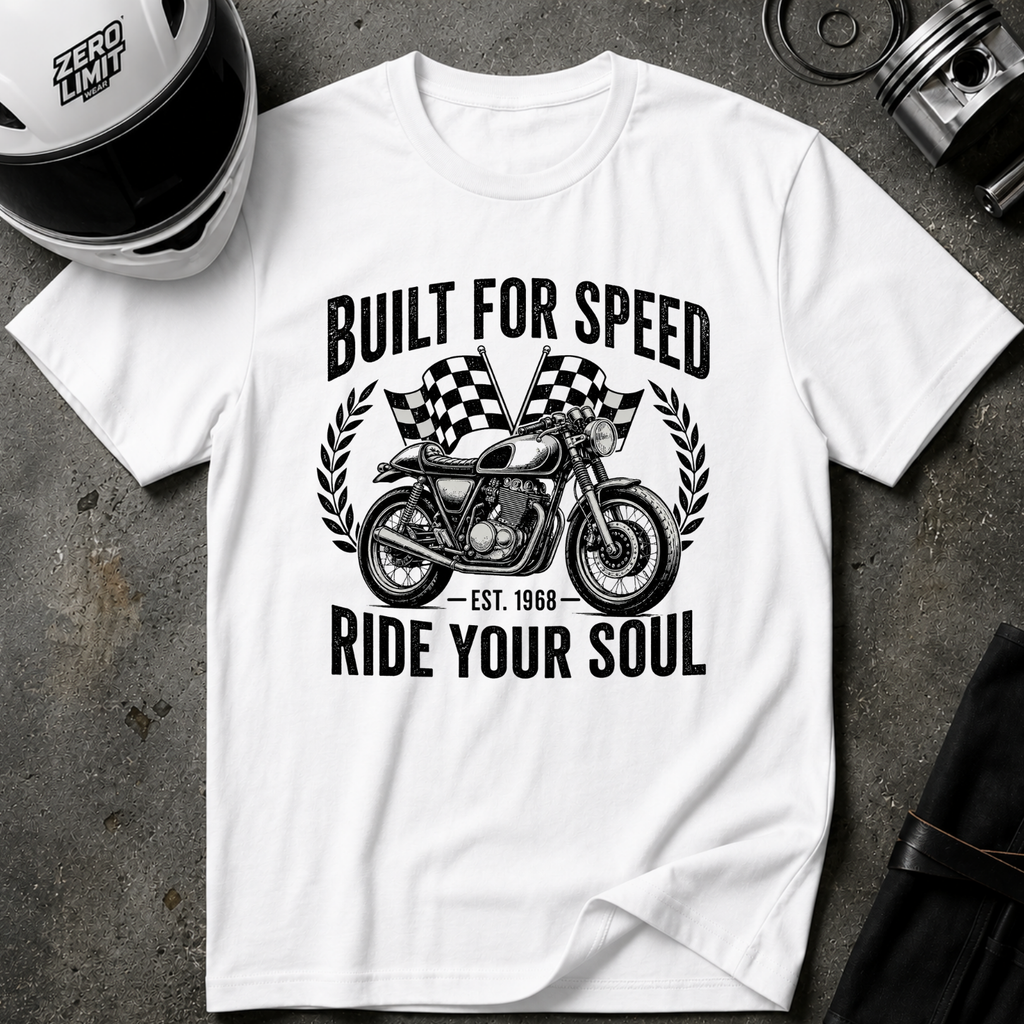 "Built for Speed, Ride Your Soul" Vintage Bike Tee