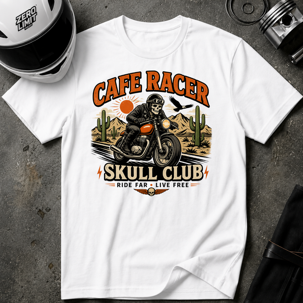 Cafe Racer Skull Club T-Shirt