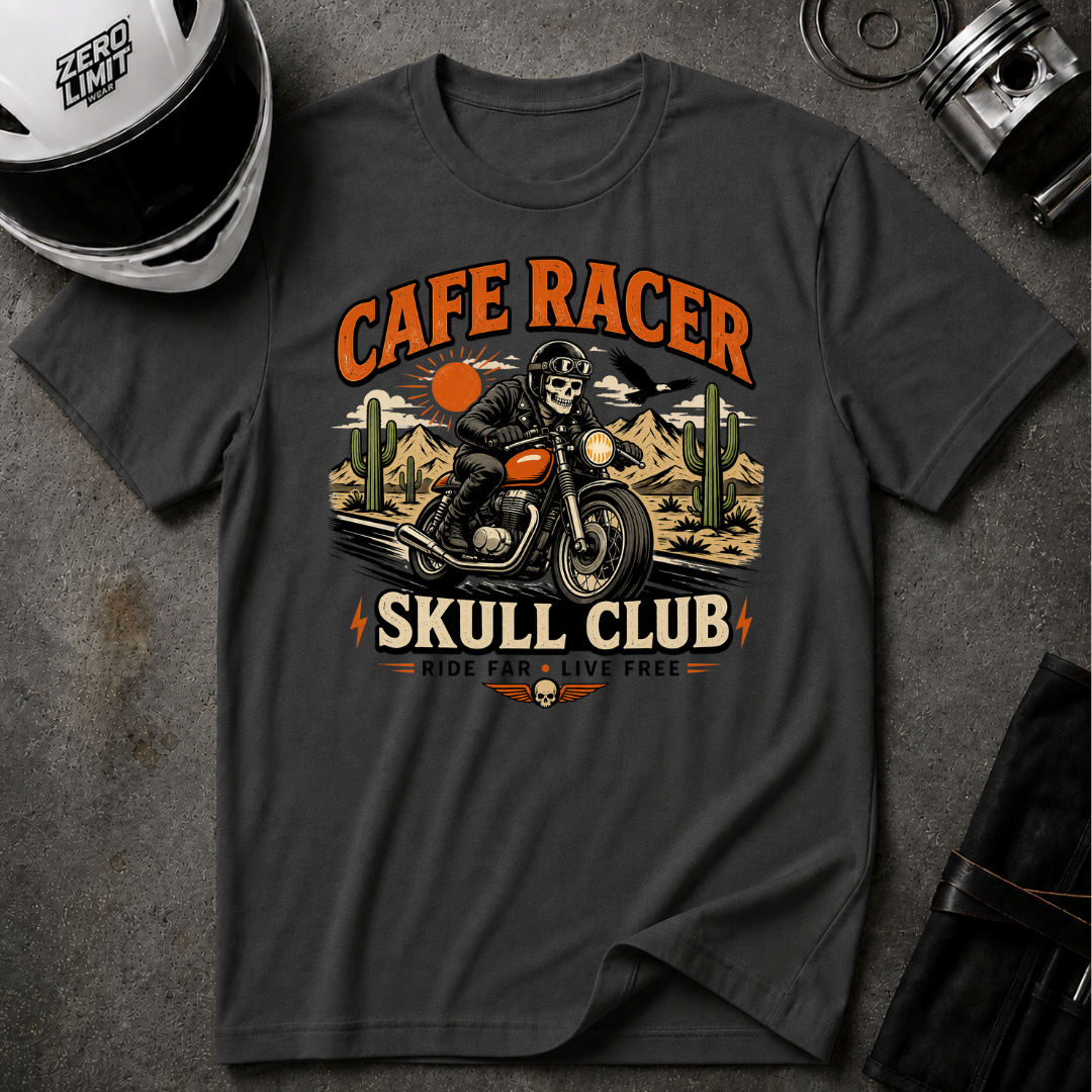 Cafe Racer Skull Club T-Shirt
