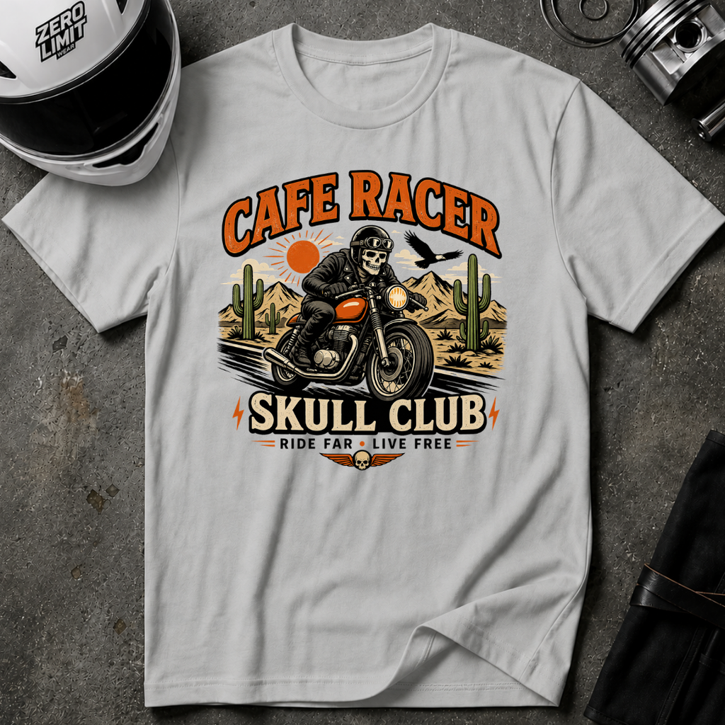 Cafe Racer Skull Club T-Shirt