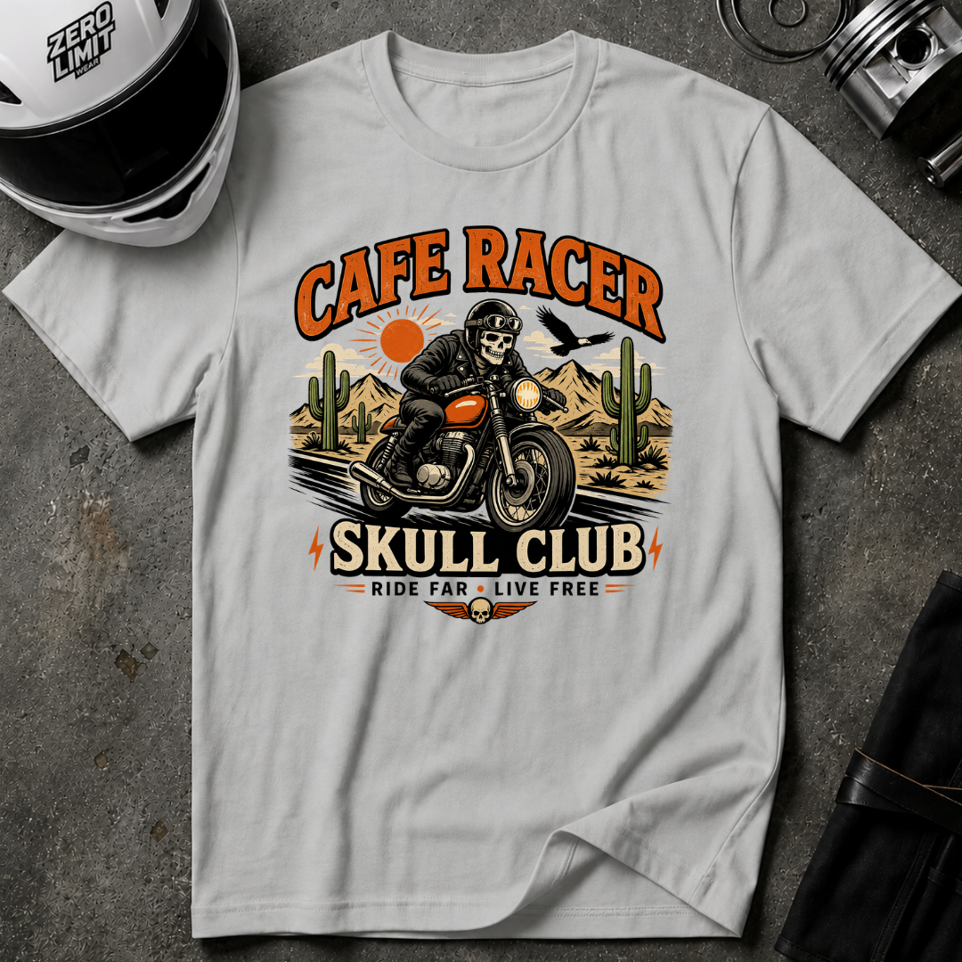 Cafe Racer Skull Club T-Shirt