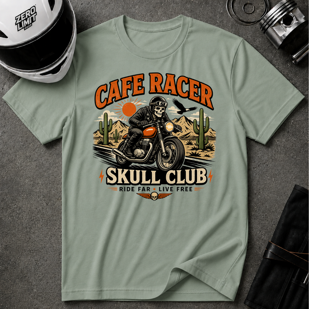 Cafe Racer Skull Club T-Shirt