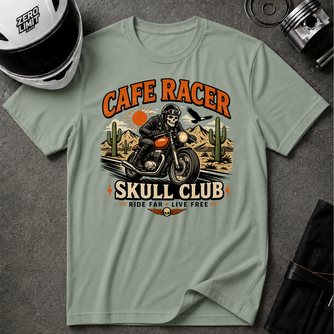 Cafe Racer Skull Club T-Shirt