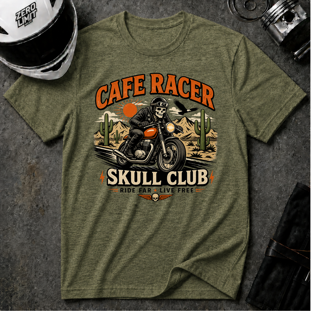 Cafe Racer Skull Club T-Shirt