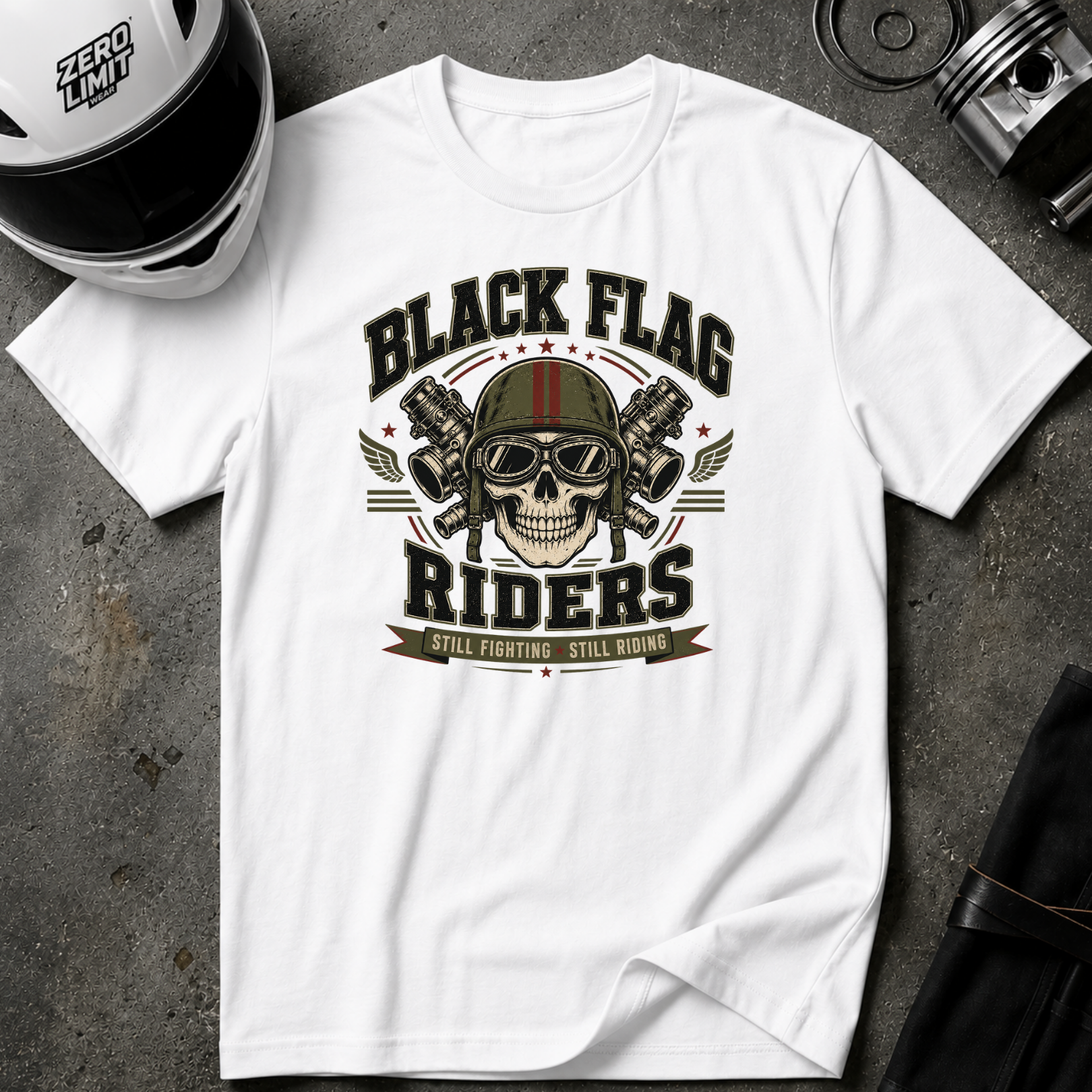 Black Flag Riders Skull T-Shirt