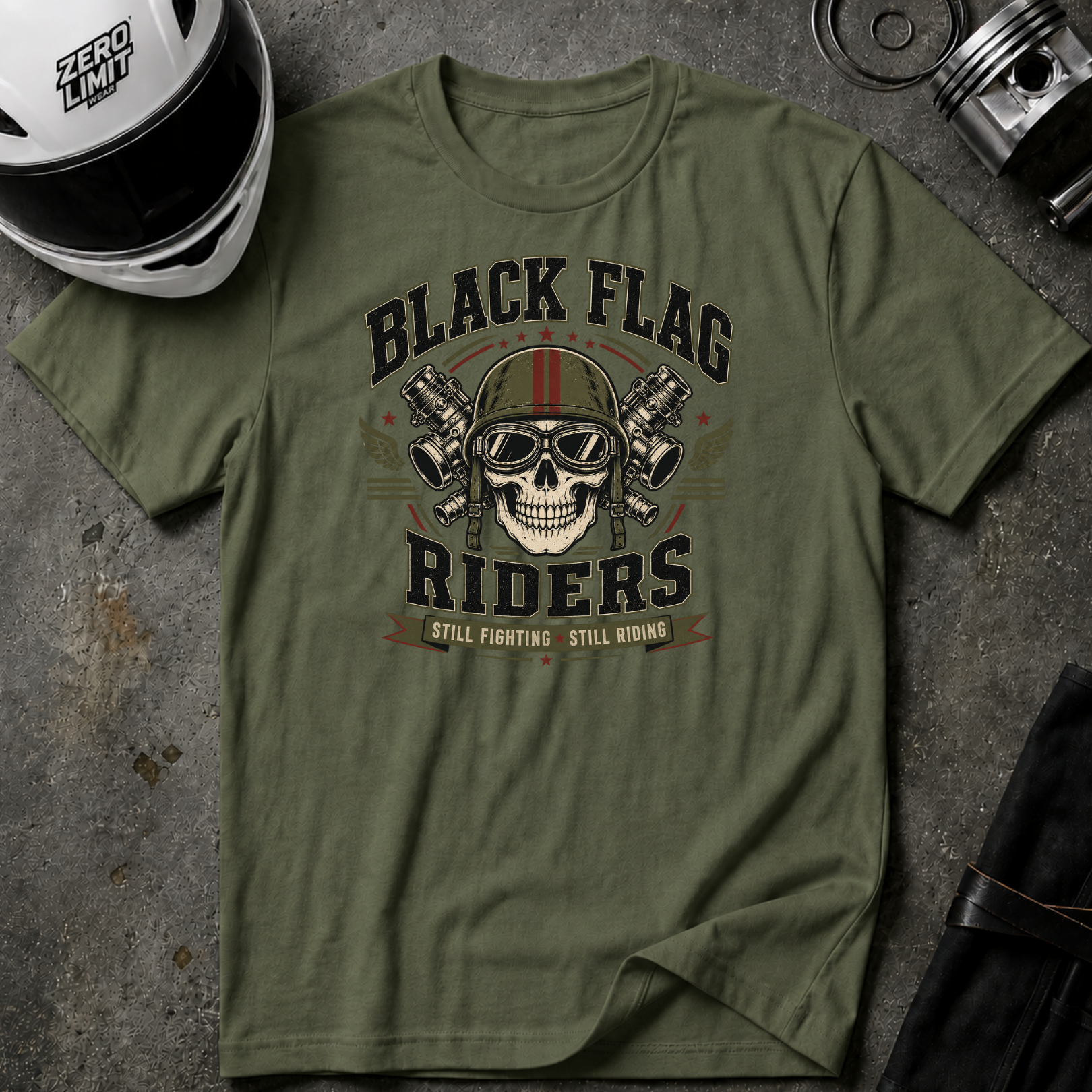 Black Flag Riders Skull T-Shirt