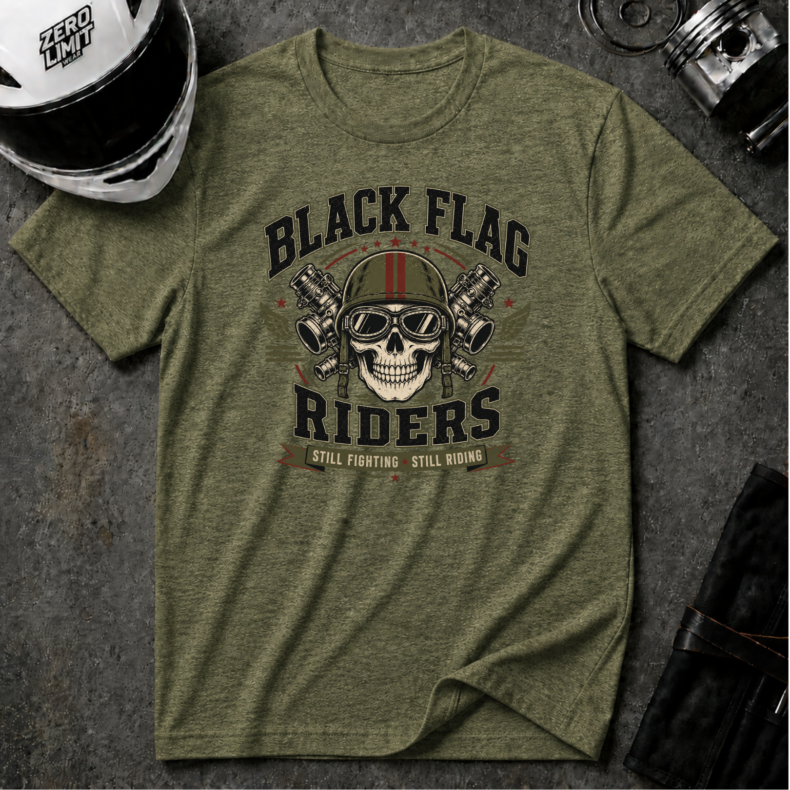 Black Flag Riders Skull T-Shirt
