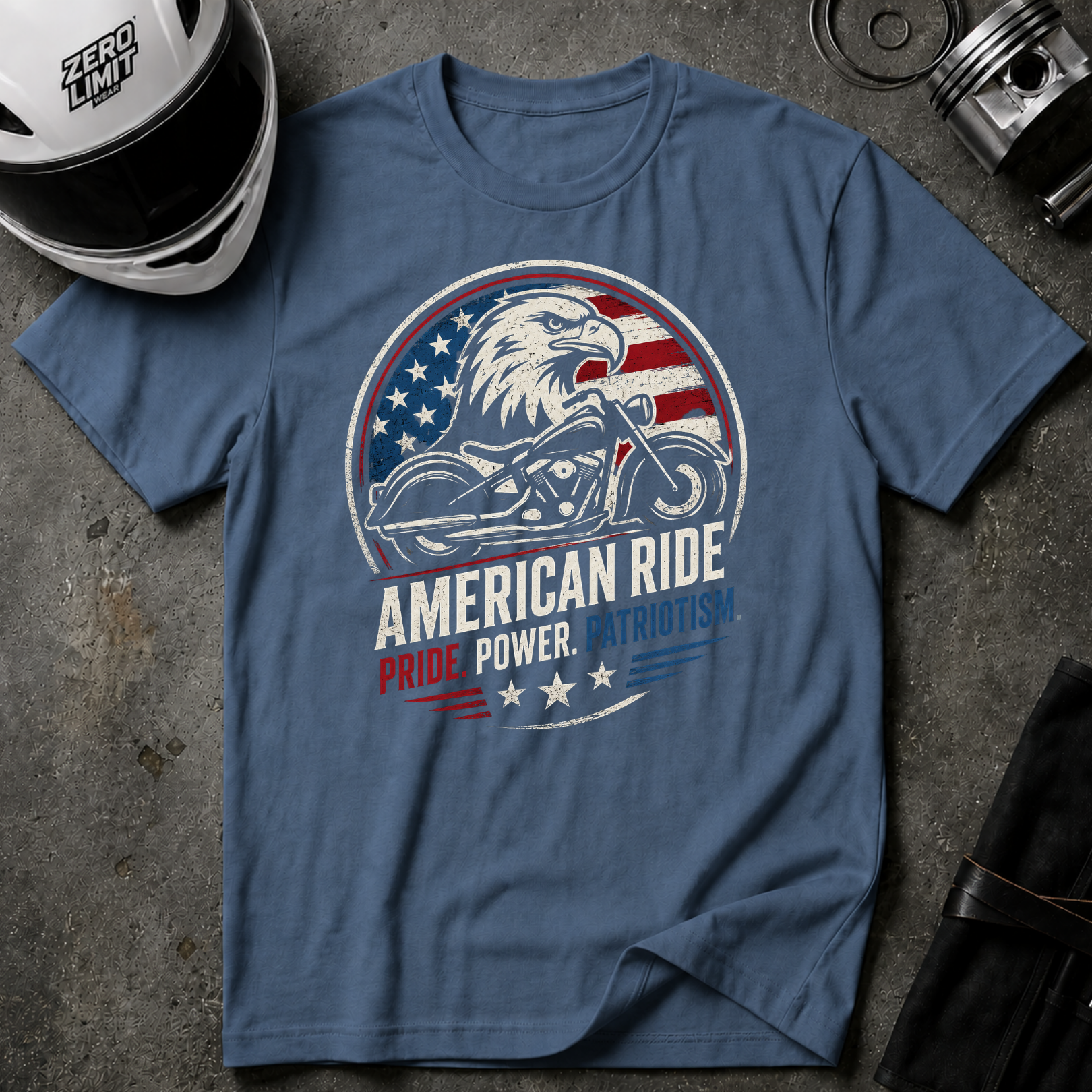 American Ride Pride. Power. Patriotism T-Shirt