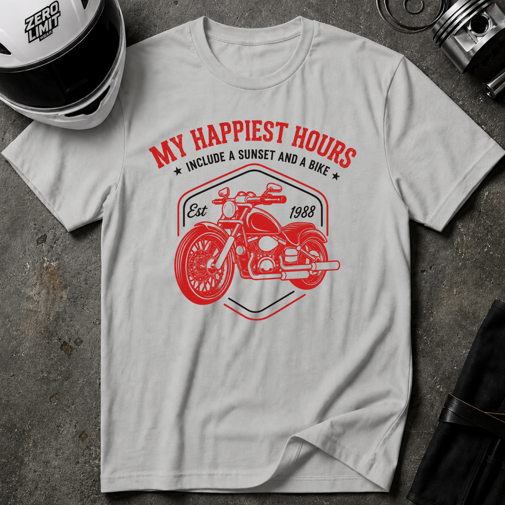 My Happiest Hours Include a Sunset and a Bike T-Shirt