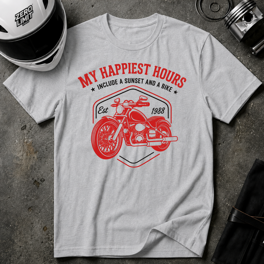 My Happiest Hours Include a Sunset and a Bike T-Shirt