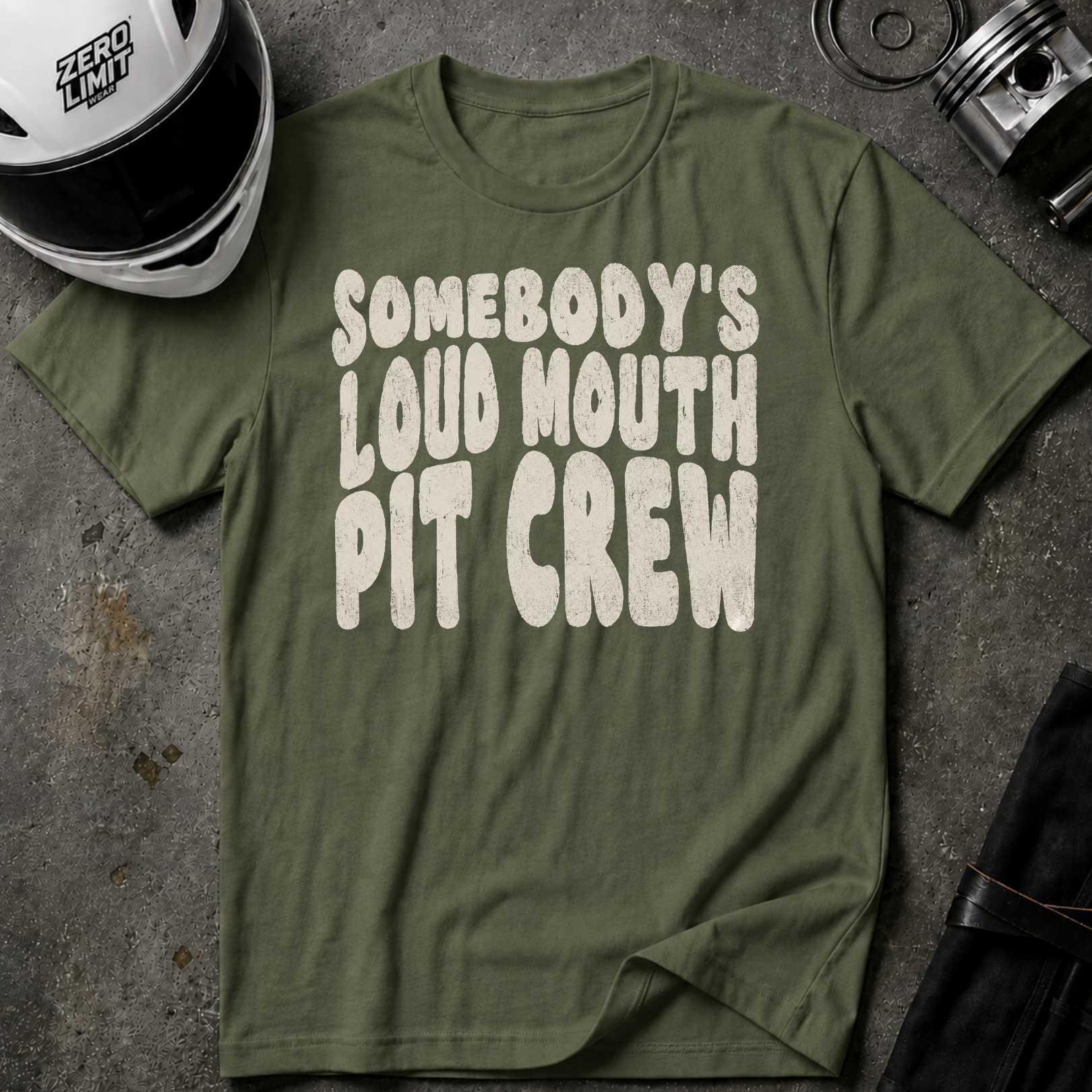 SOMEBODY'S LOUD MOUTH PIT CREW T-SHIRT