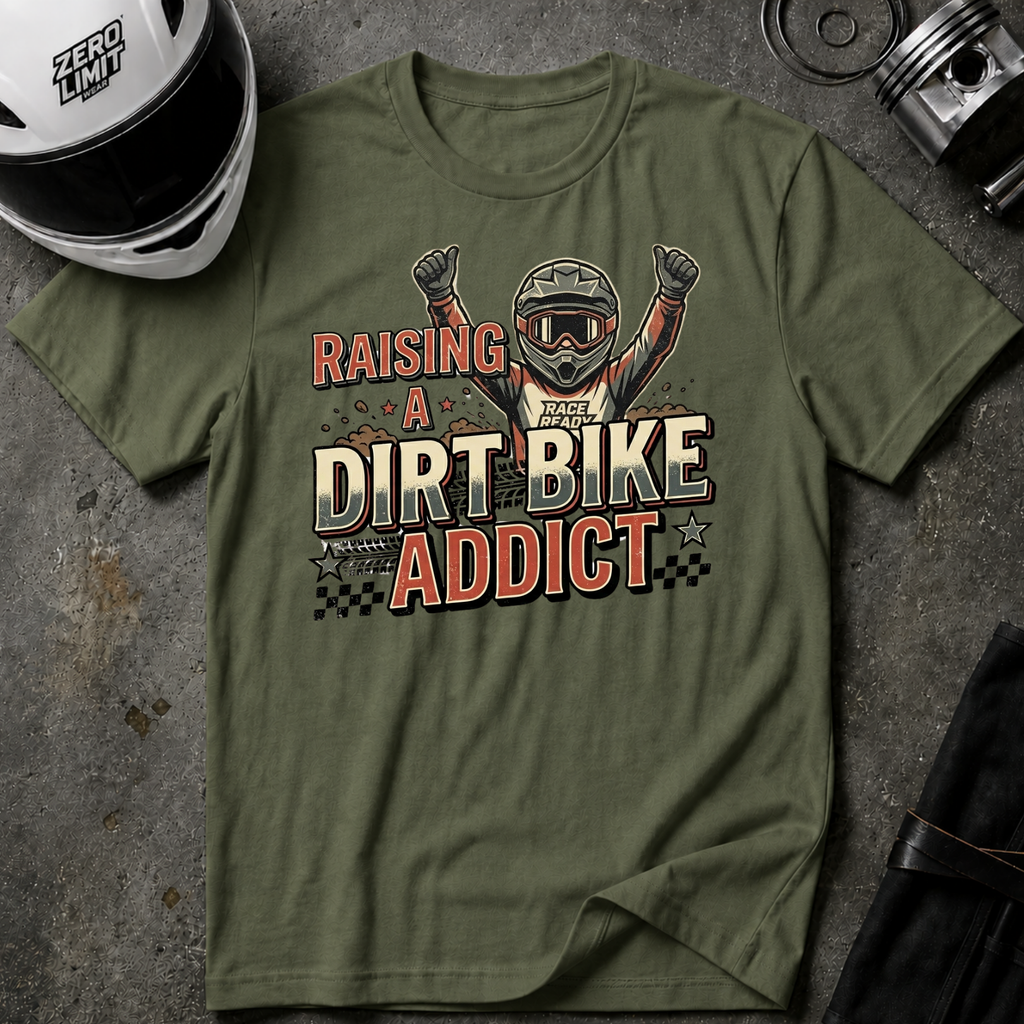RAISING A DIRT BIKE ADDICT T-SHIRT