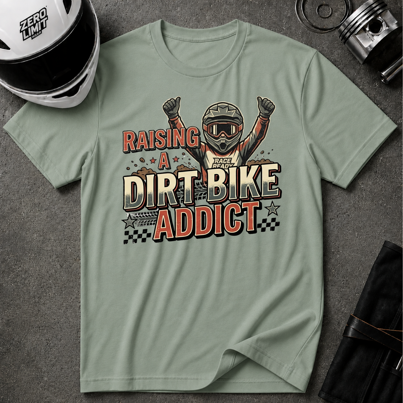 RAISING A DIRT BIKE ADDICT T-SHIRT