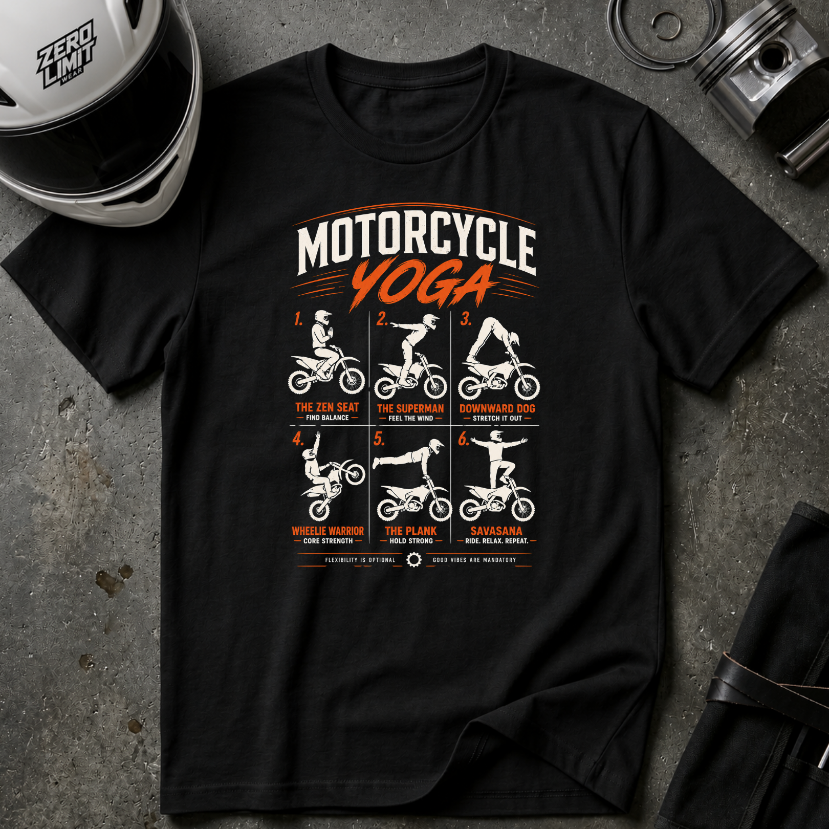 MOTORCYCLE YOGA T-SHIRT