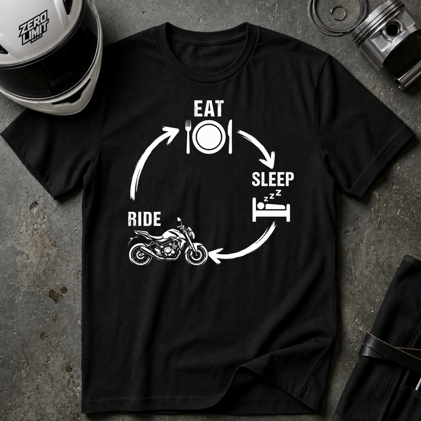 EAT, SLEEP, RIDE STREET T-SHIRT