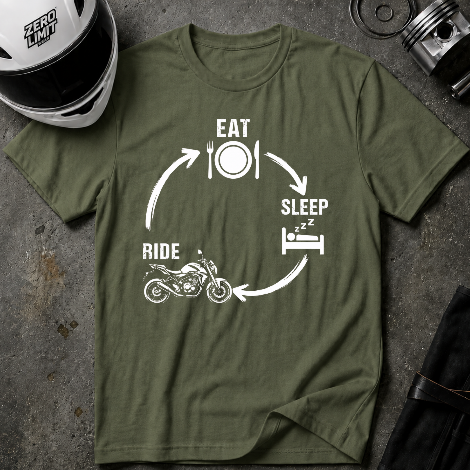 EAT, SLEEP, RIDE STREET T-SHIRT