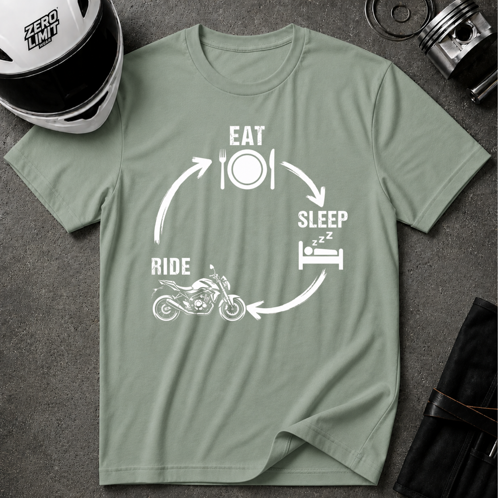 EAT, SLEEP, RIDE STREET T-SHIRT