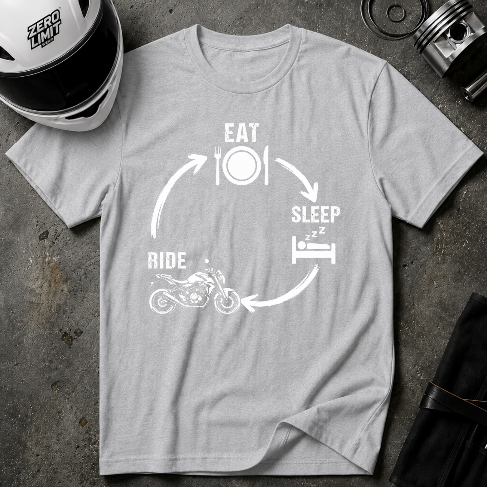 EAT, SLEEP, RIDE STREET T-SHIRT