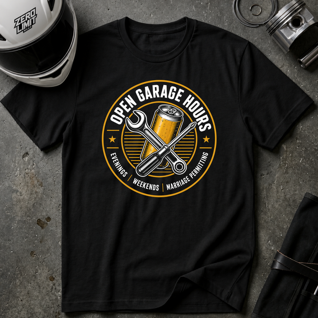 OPEN GARAGE HOURS T-SHIRT