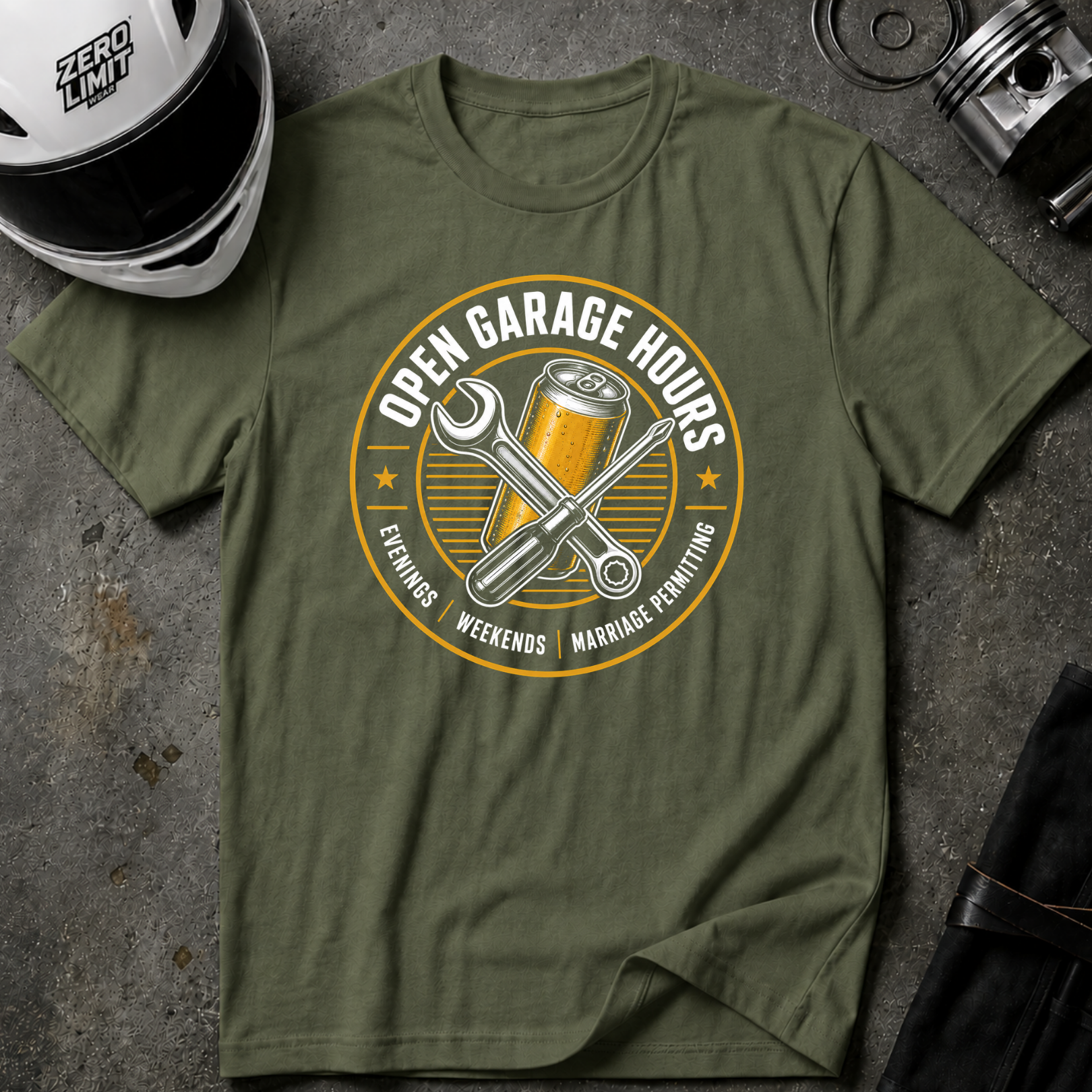 OPEN GARAGE HOURS T-SHIRT