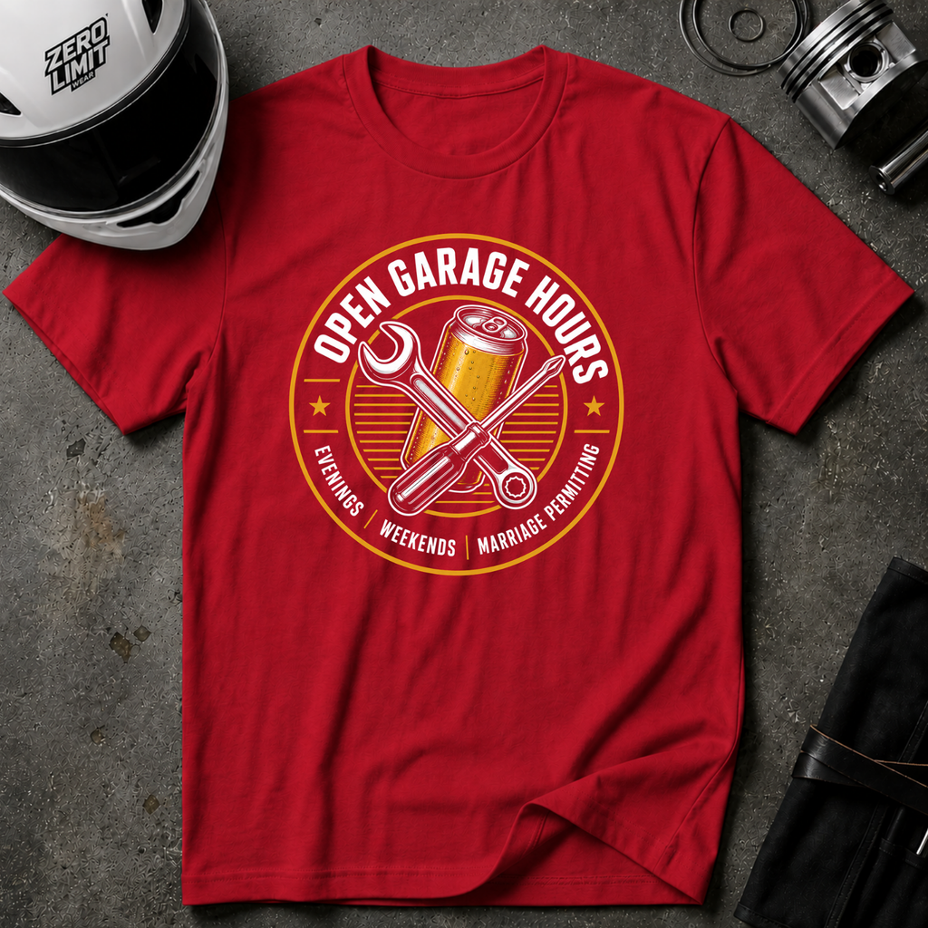 OPEN GARAGE HOURS T-SHIRT