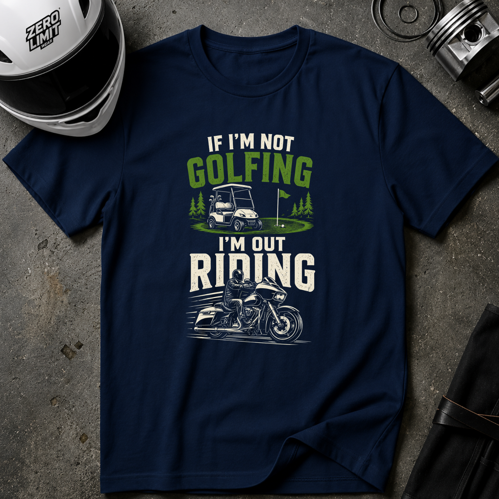 RIDING WHEN NOT GOLFING T-SHIRT