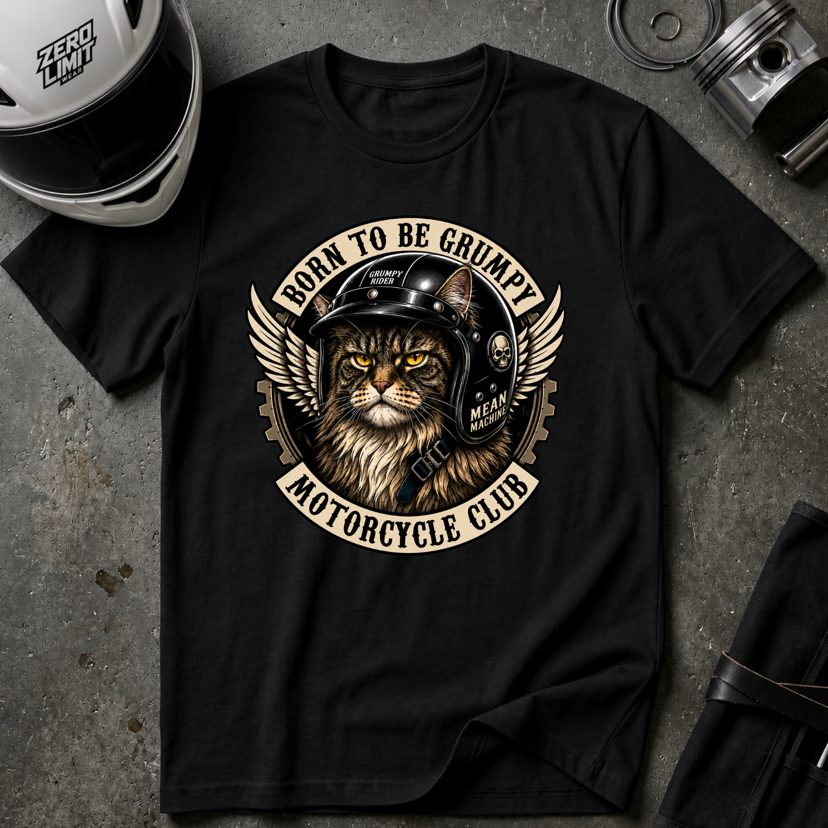 GRUMPY MAINE COON RIDER T-SHIRT