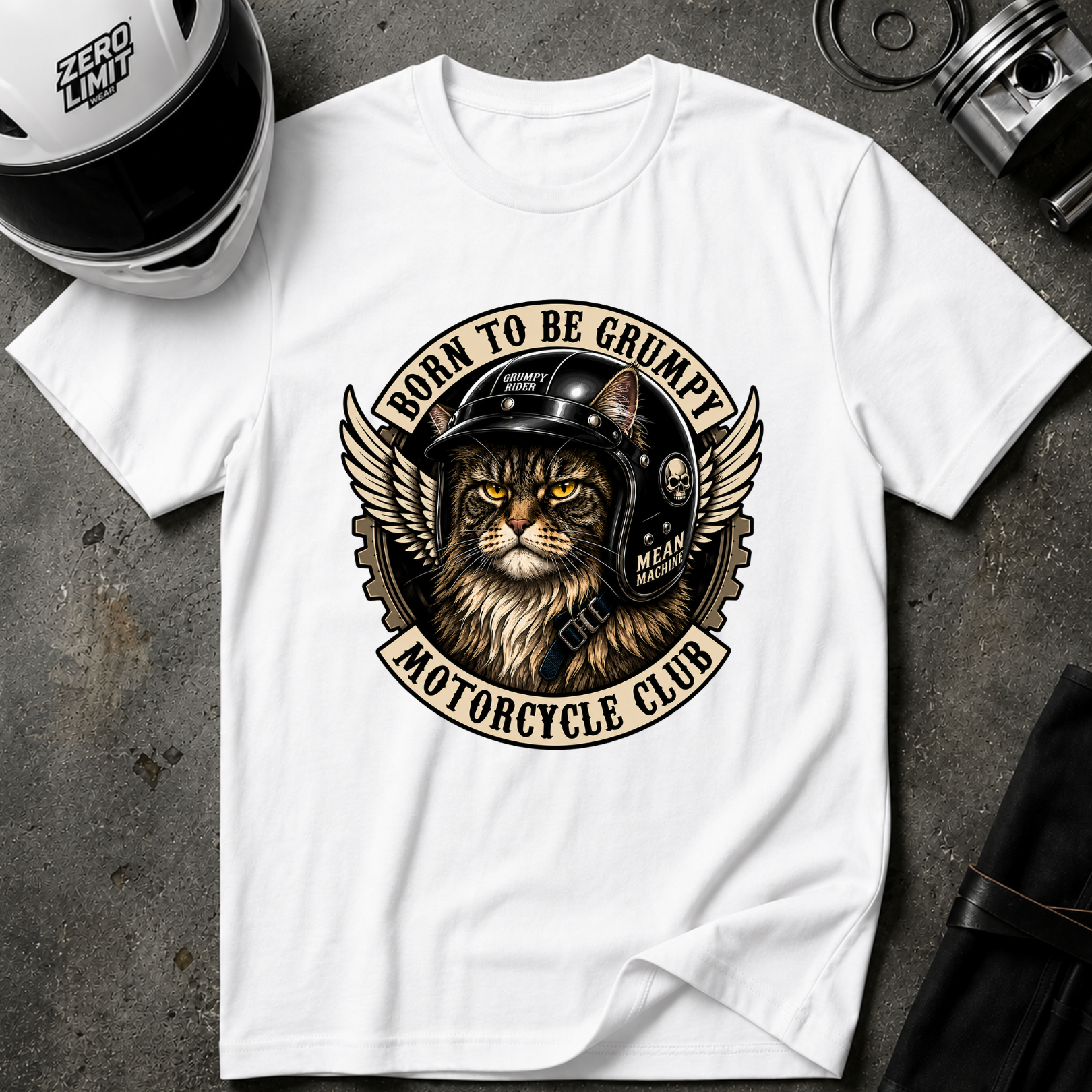 GRUMPY MAINE COON RIDER T-SHIRT