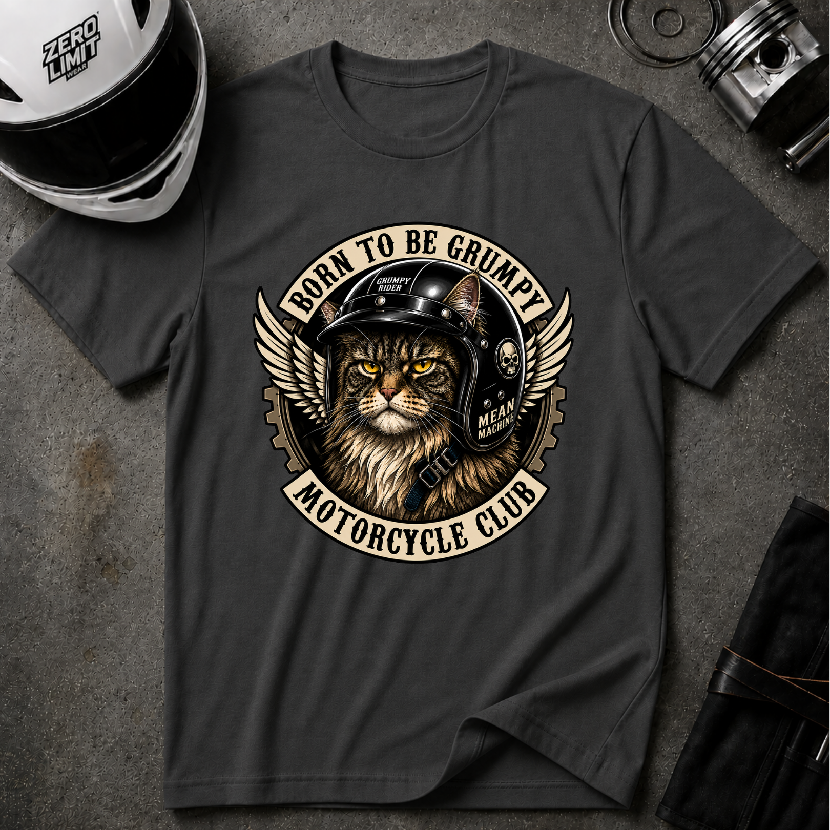 GRUMPY MAINE COON RIDER T-SHIRT
