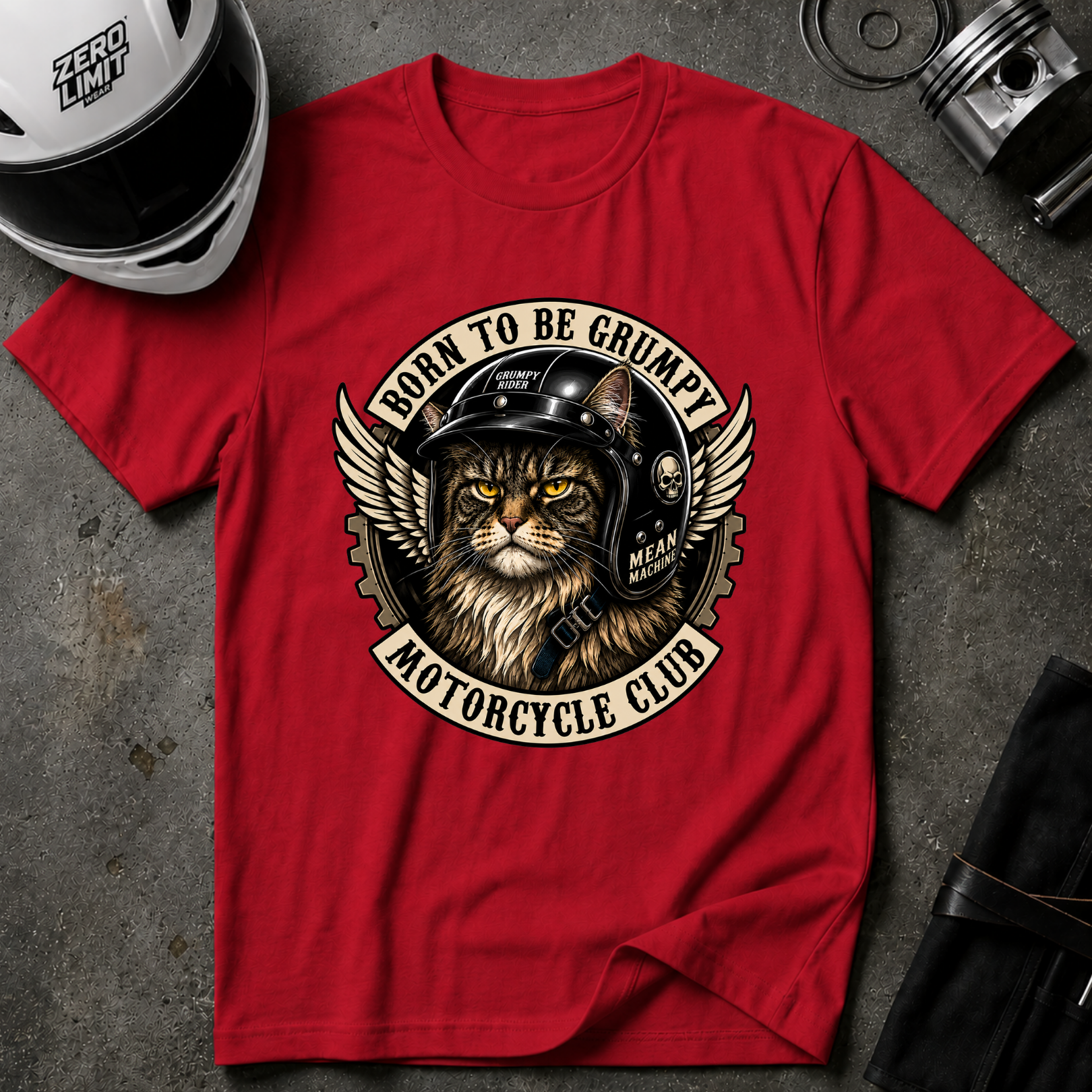 GRUMPY MAINE COON RIDER T-SHIRT