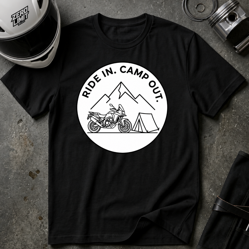 RIDE IN. CAMP OUT. T-SHIRT
