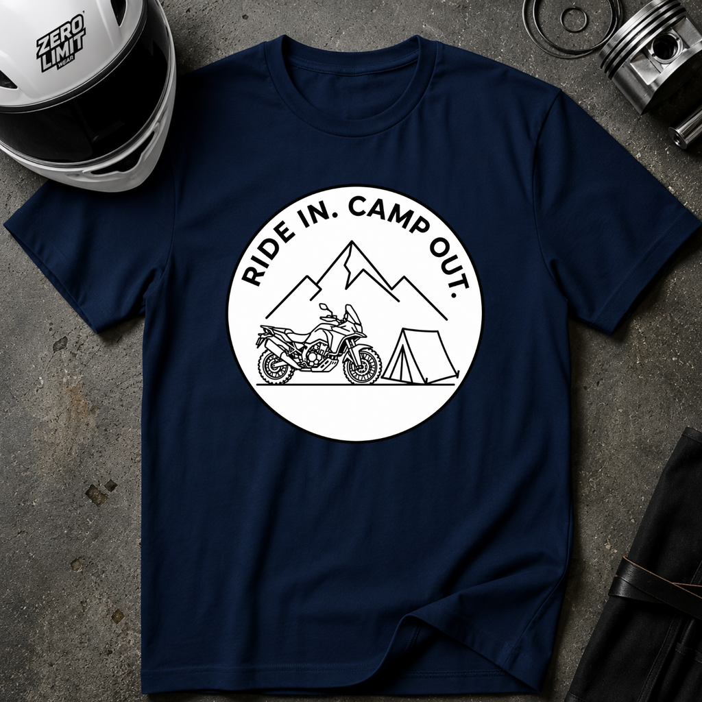 RIDE IN. CAMP OUT. T-SHIRT