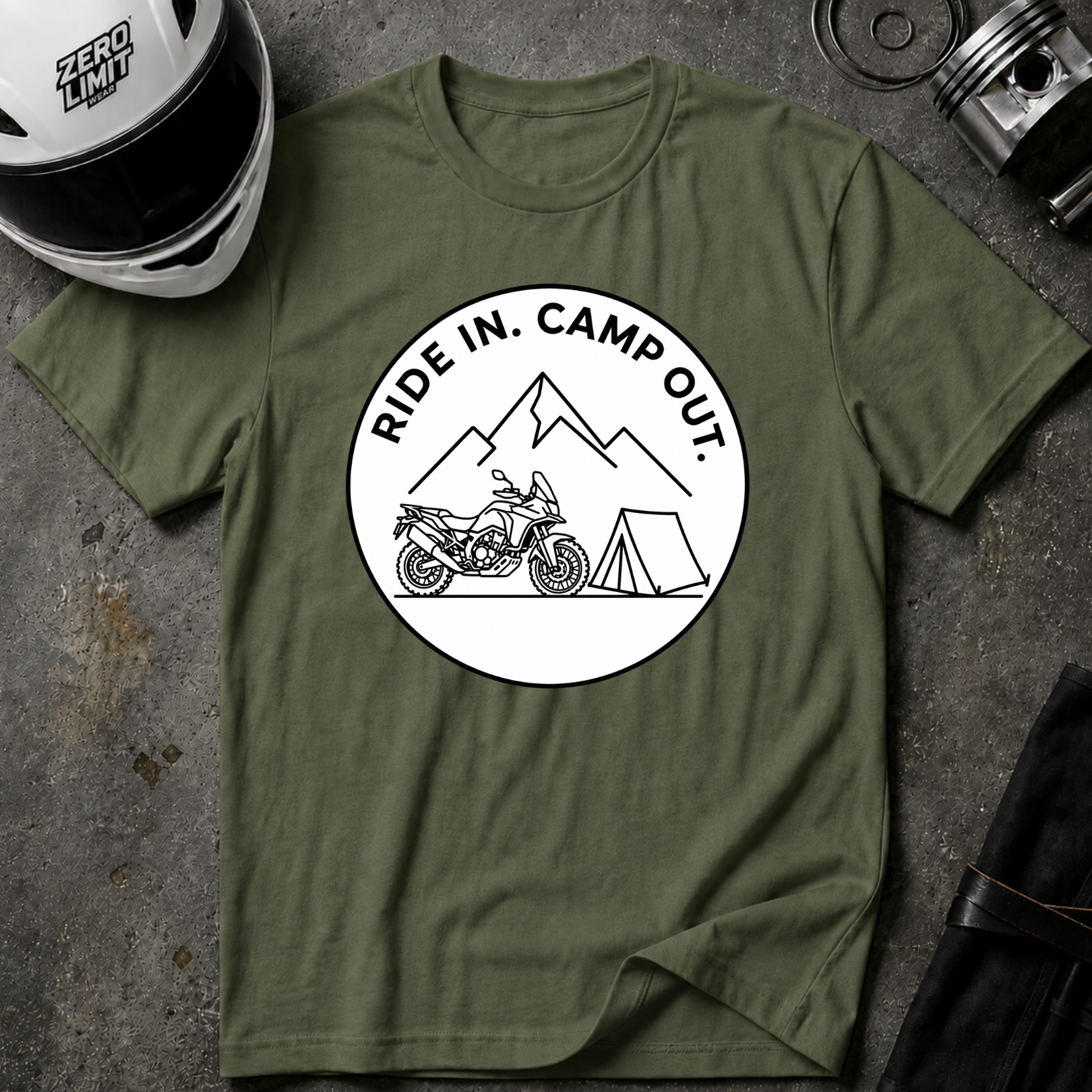 RIDE IN. CAMP OUT. T-SHIRT