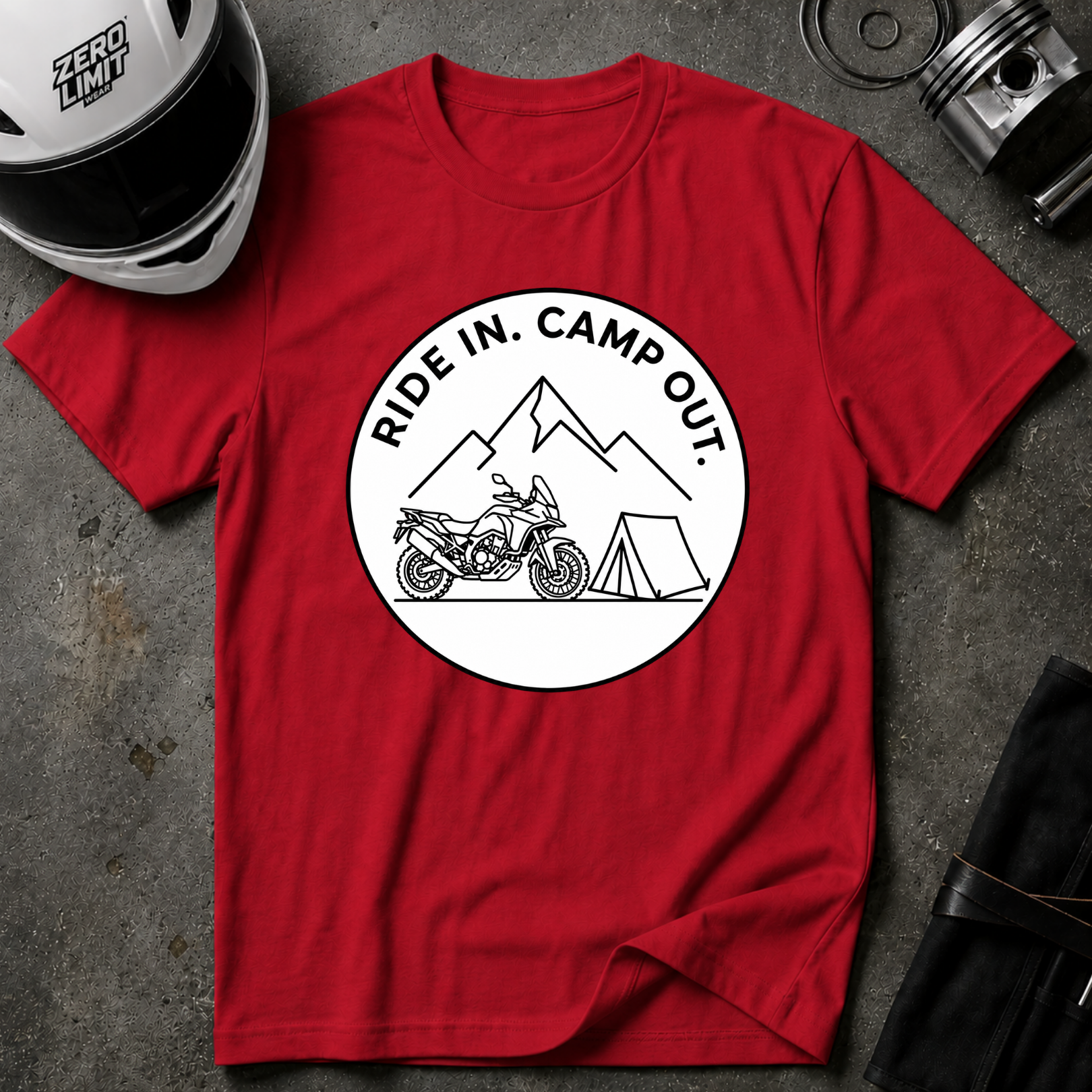 RIDE IN. CAMP OUT. T-SHIRT