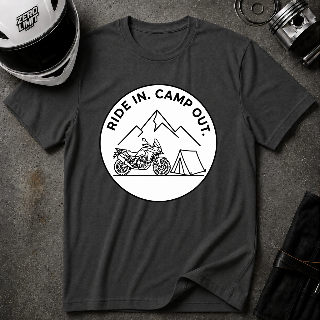 RIDE IN. CAMP OUT. T-SHIRT