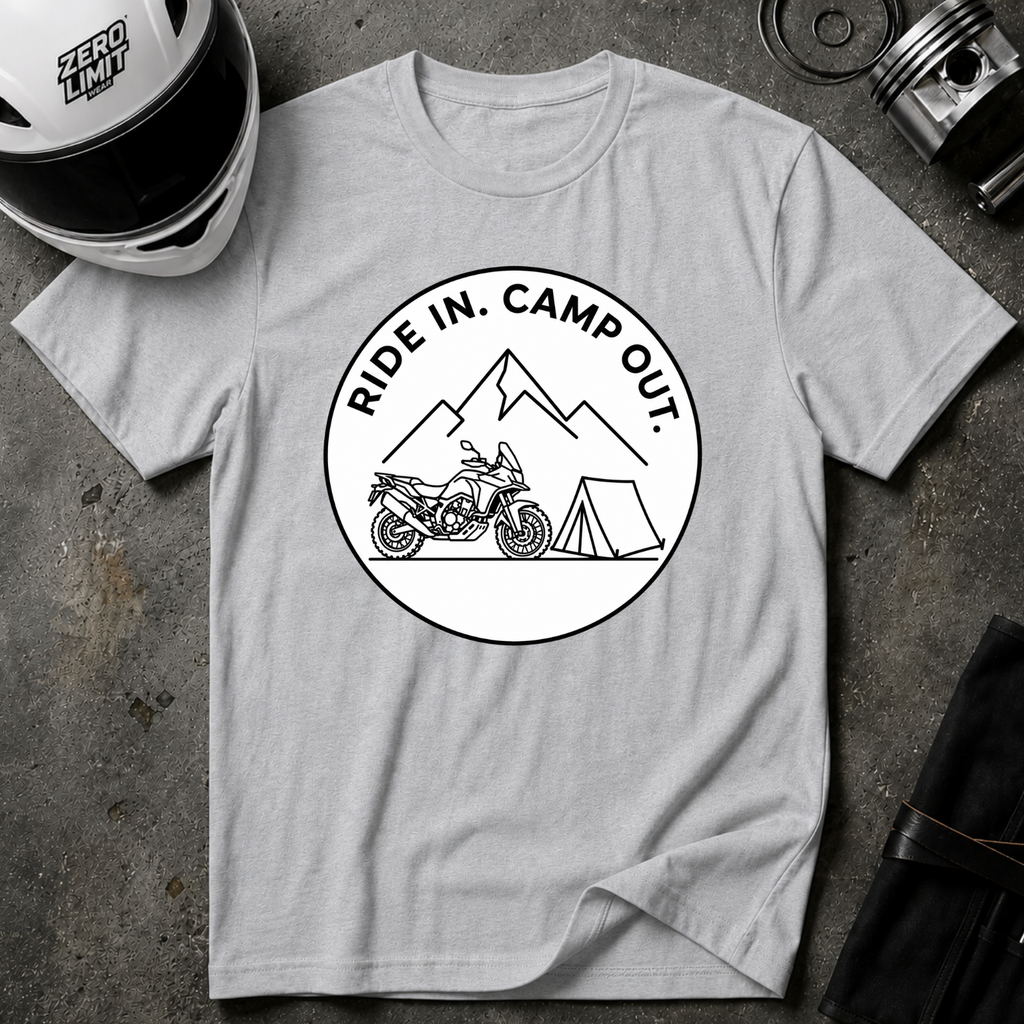 RIDE IN. CAMP OUT. T-SHIRT