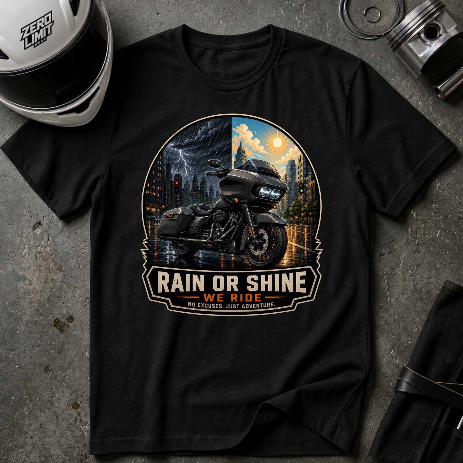 RAIN OR SHINE ROAD T-SHIRT